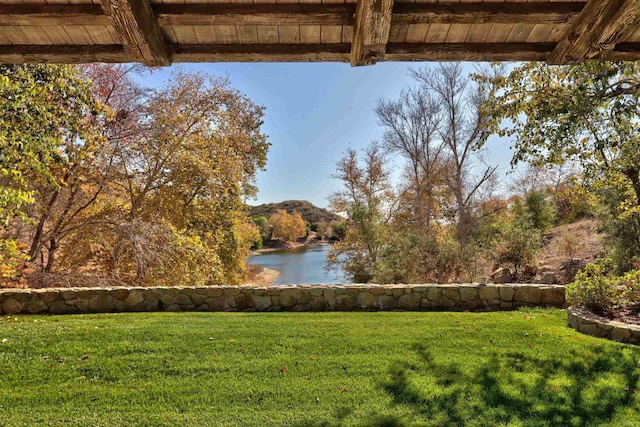 view of yard featuring a water view