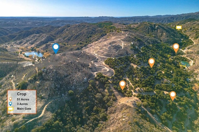 aerial view with a mountain view