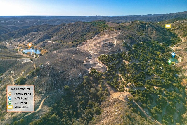 birds eye view of property with a mountain view