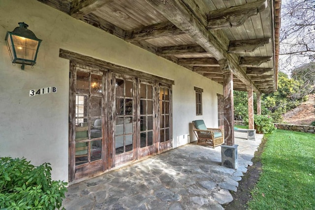 view of patio / terrace featuring french doors