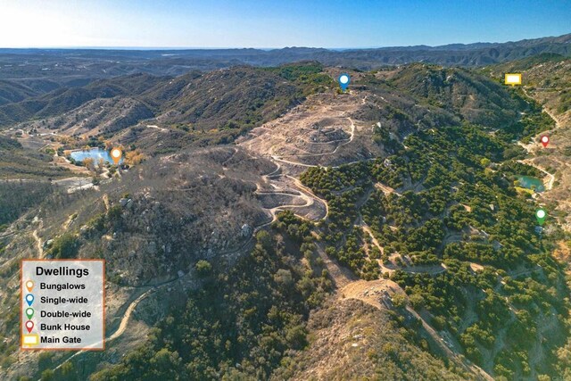 bird's eye view with a mountain view