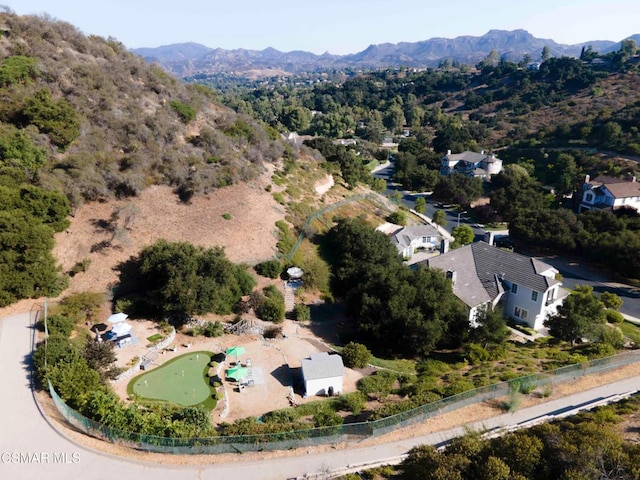 aerial view with a mountain view