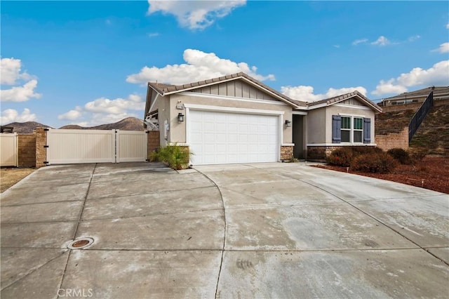 ranch-style home with a garage