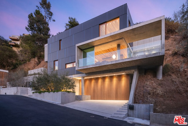 contemporary home with a garage