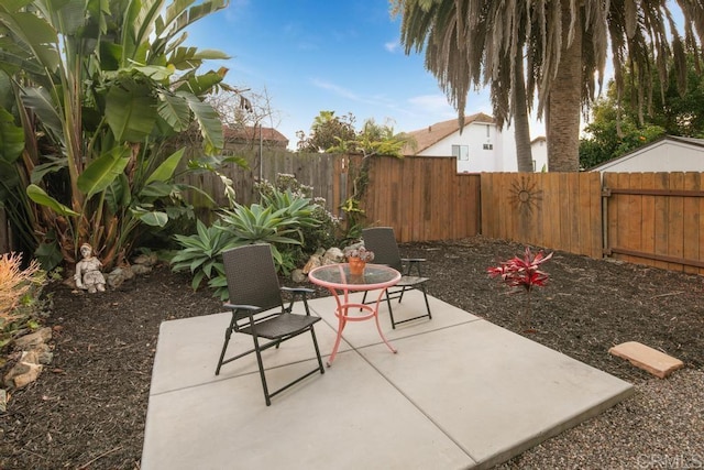 view of patio featuring a fenced backyard