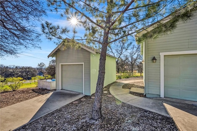 view of detached garage