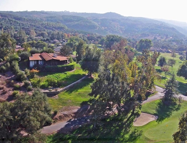 birds eye view of property featuring a mountain view