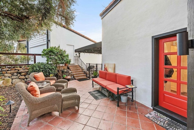 view of patio featuring an outdoor hangout area