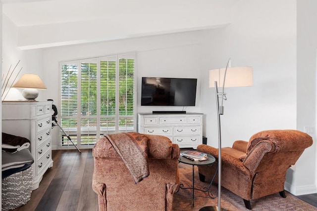 living room featuring dark hardwood / wood-style flooring