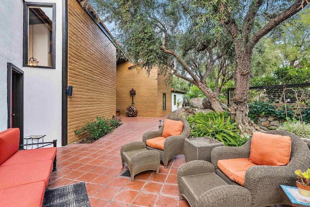 view of patio featuring an outdoor hangout area