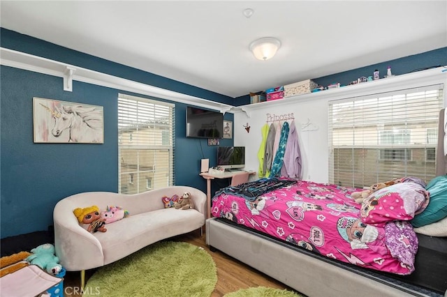 bedroom with hardwood / wood-style flooring