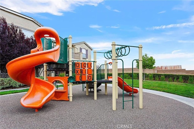 view of play area with a yard