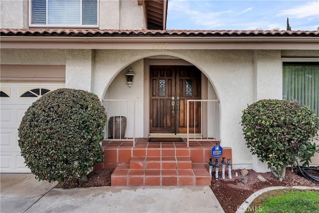 entrance to property with a garage