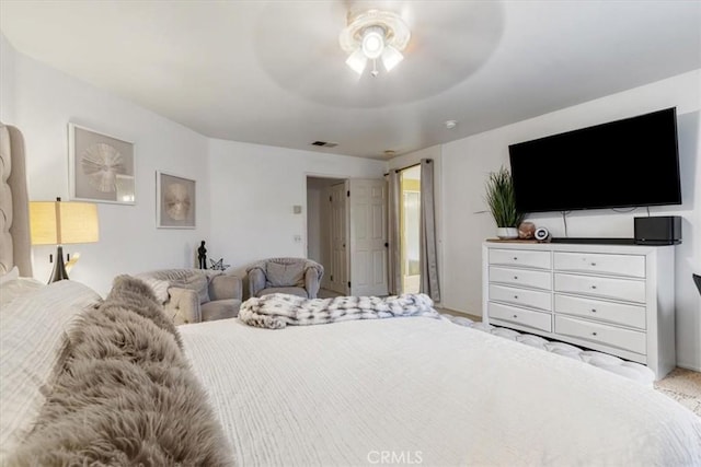 bedroom featuring ceiling fan