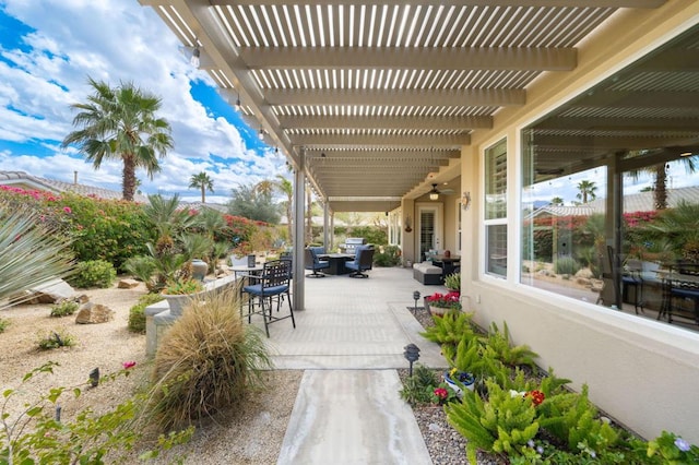 view of patio / terrace featuring a pergola