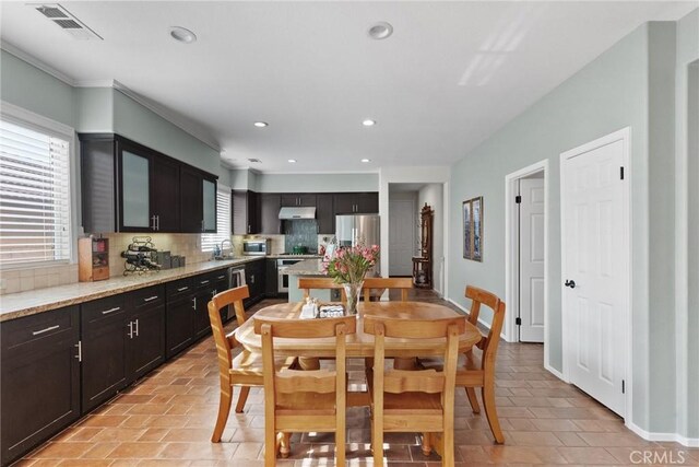 dining room with sink