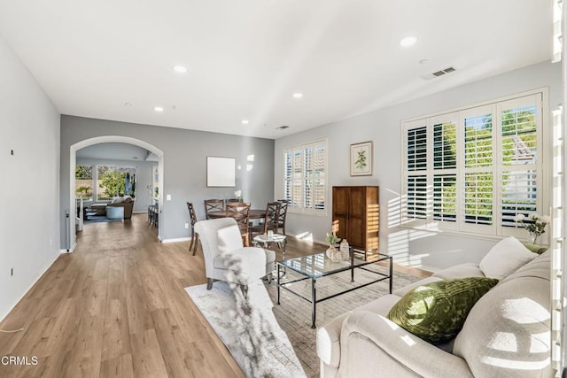 living room featuring light hardwood / wood-style flooring