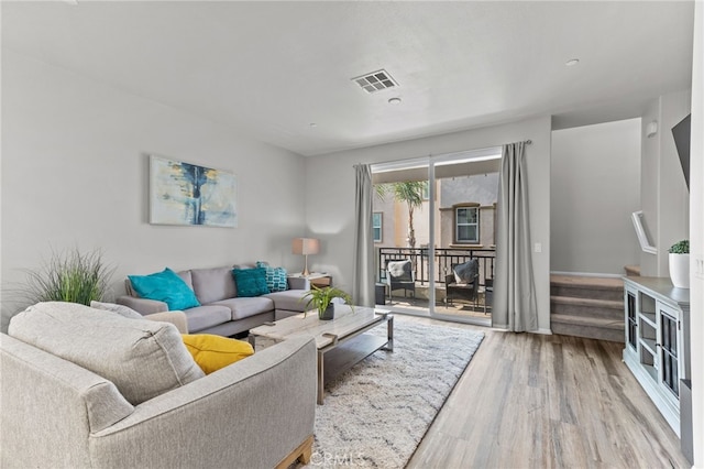 living room featuring light hardwood / wood-style flooring