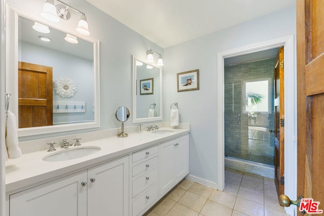 bathroom featuring vanity and tile patterned floors