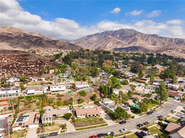 bird's eye view featuring a residential view and a mountain view