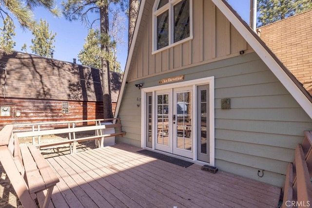 wooden deck with french doors