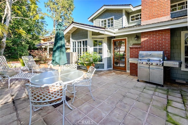 view of patio / terrace with a grill