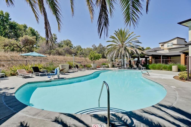 view of pool featuring a patio area