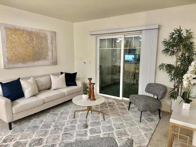 living room with carpet flooring