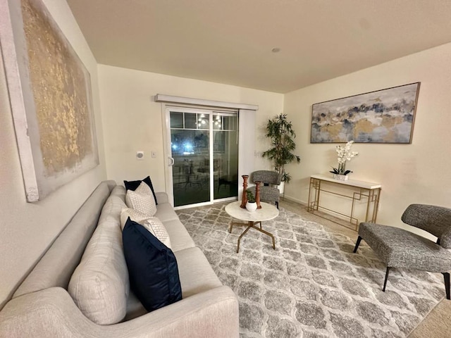 living room featuring carpet flooring