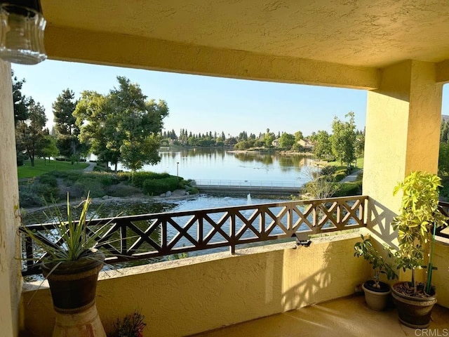 balcony with a water view