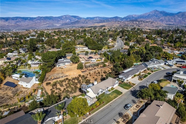 drone / aerial view with a mountain view