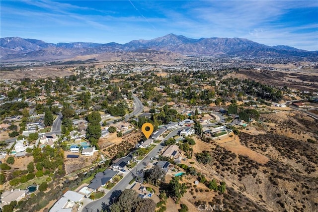 aerial view with a mountain view