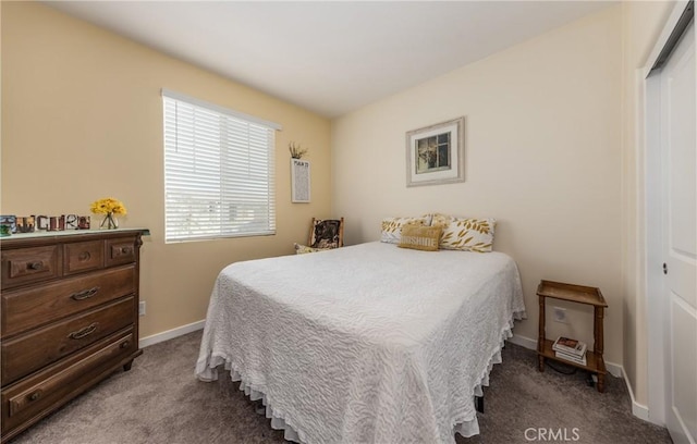 carpeted bedroom with a closet