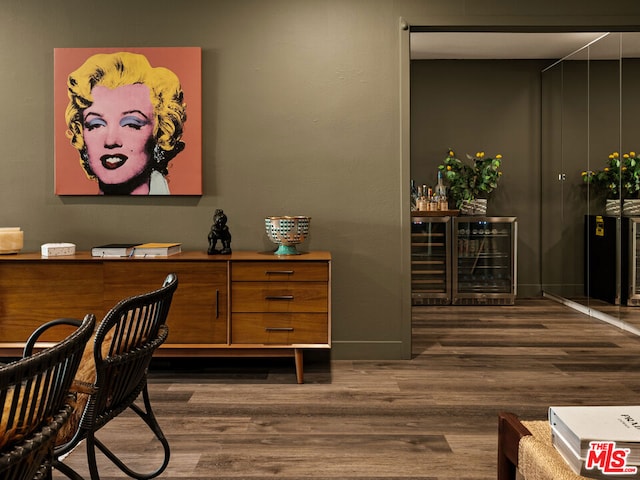 office area featuring dark wood-type flooring