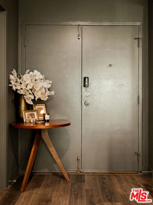 doorway to outside featuring dark hardwood / wood-style flooring