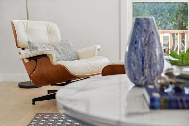 living area featuring hardwood / wood-style flooring