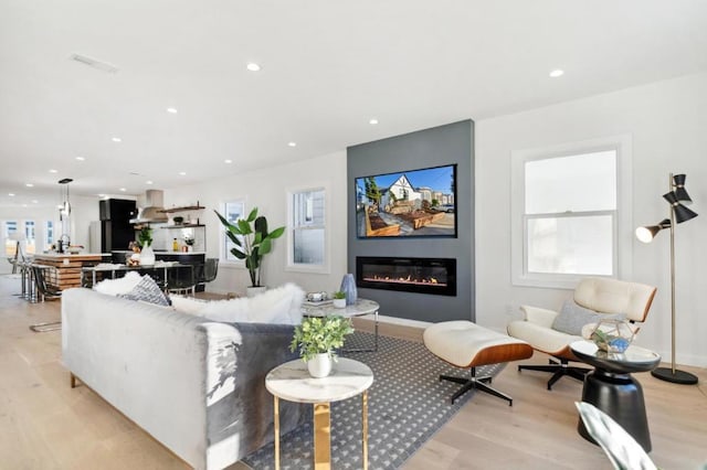 living room featuring light hardwood / wood-style flooring