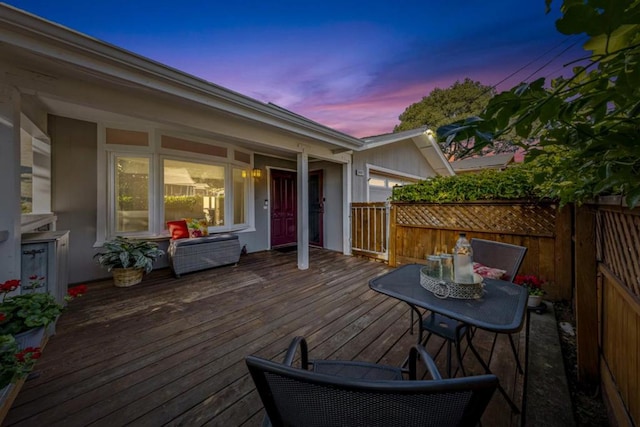 view of deck at dusk