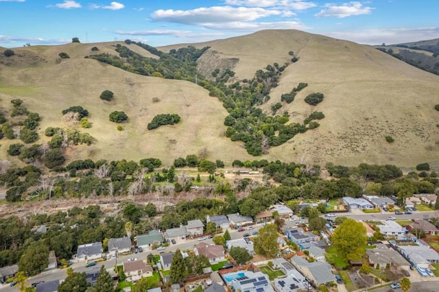 drone / aerial view with a mountain view