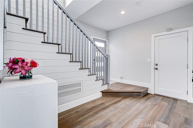 foyer with hardwood / wood-style floors