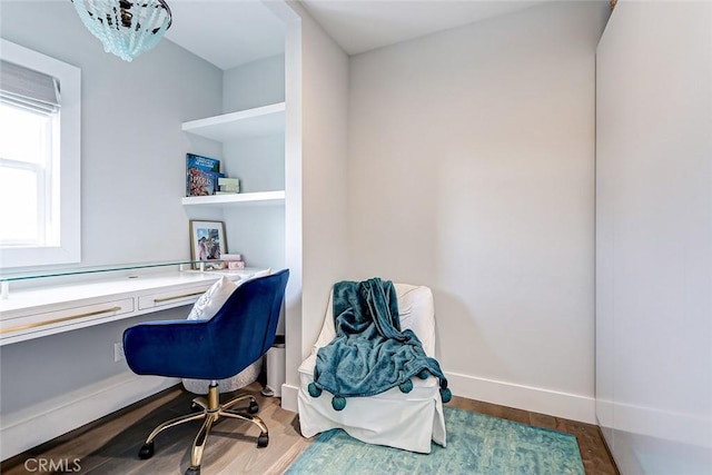 office space featuring hardwood / wood-style floors