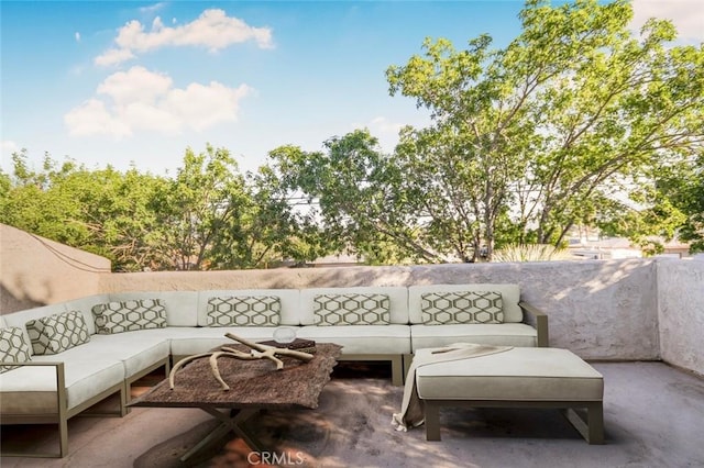 view of patio featuring an outdoor living space