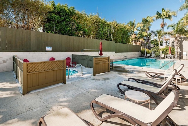 view of pool featuring a patio area