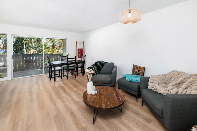 living room featuring light wood-type flooring