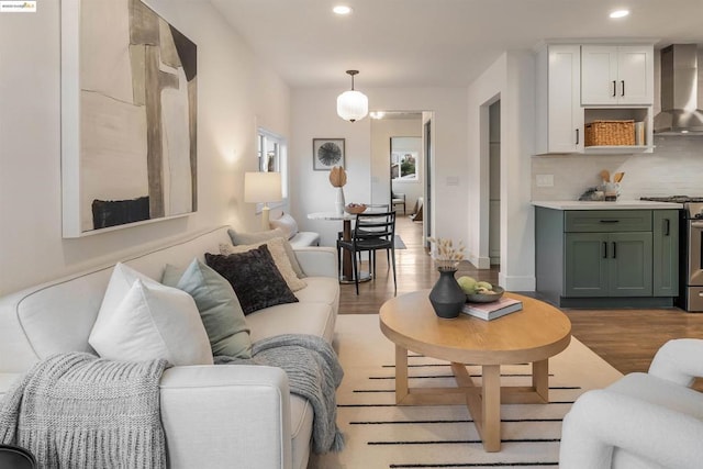 living room with light wood-type flooring