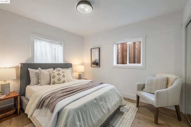 bedroom featuring light hardwood / wood-style floors