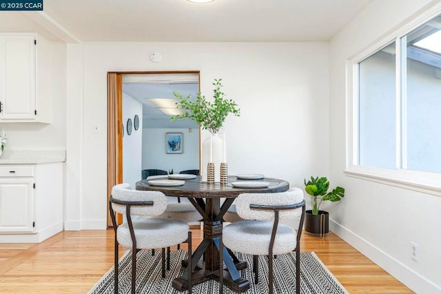 dining space featuring light hardwood / wood-style flooring and a healthy amount of sunlight