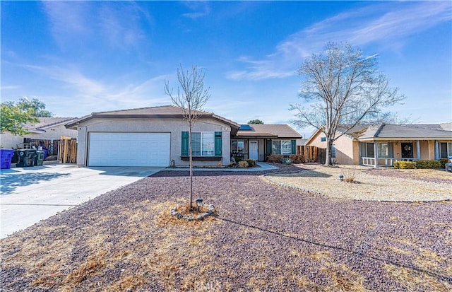 single story home with a garage