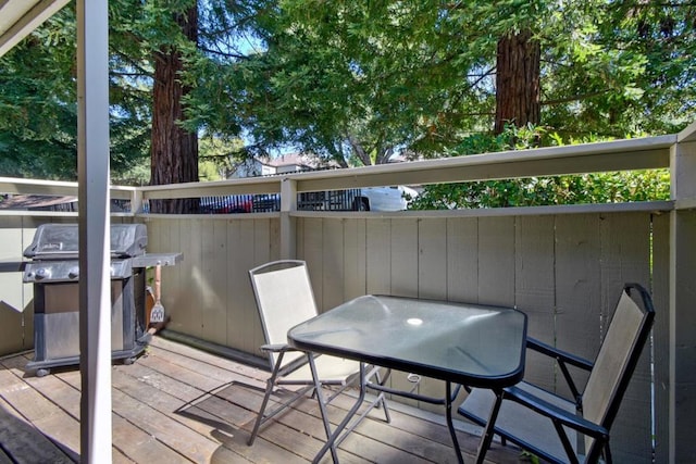 wooden deck with area for grilling