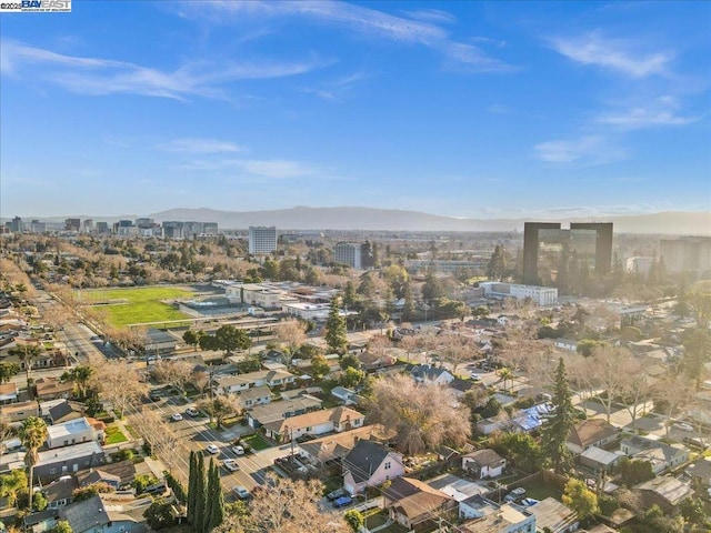 aerial view with a mountain view